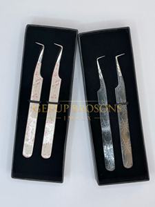 Puntas de acero inoxidable plateadas para extensión de pestañas, con revestimiento de papel de 10 mm, antiaestáticas, antimagnéticas, de 90 grados, para volumen y aislamiento. - Product Image 2