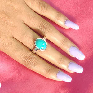 Cadeau de noël Turquoise naturelle 11x9mm pierre précieuse ovale 925 bague en argent 5.36 Gms Sleeping Beauty Cabochon bagues en argent bijoux - Product Image 3