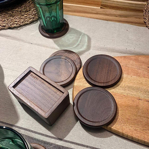 100% Natural Wooden Coaster, Coffee Coaster, <b>Beer</b> Coaster. Walnut Deep Wood coaster with Bracket - Product Image 1