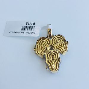 จี้หัวกระโหลกสีทอง10K ประดับเพชรทรงกลมแวววาวแวววาวโชว์ด้านข้างของคุณ - Product Image 4