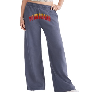 Pantalon de survêtement baggy streetwear surdimensionné en coton 100% pour femmes, jogging hip hop de couleur unie avec logo imprimé personnalisé, dentelle pour l'hiver - Product Image 1
