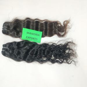 100% vente en gros pas cher naturel brut vierge machine double trame vendeur couleur noire faisceaux ondulés temple indien cheveux humains - Product Image 5