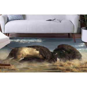 Tapis Bronze Two Bisons : Tapis d'intérieur imprimé personnalisé antidérapant, avec poils doux - Product Image 3