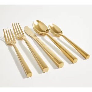 Ensemble de couverts en acier inoxydable plaqué couleur argent avec manche élégant de 5 couverts cuillère fourchette couteau pour cadeaux utilisation de mariage - Product Image 2