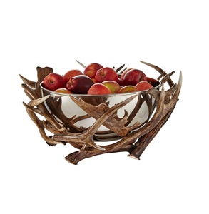 Bol de service de table décoratif avec poignée Bol de service en métal plaqué argent pour la cuisine/le salon utilisé. - Product Image 6