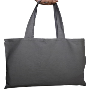 Sac à provisions extra-large 100% coton en toile réutilisable avec poches zippées Logo personnalisé Sac fourre-tout écologique vierge pour femmes - Product Image 4