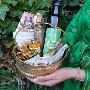 Coffret cadeau de spa marocain Hammam |   Savon noir, Gant Kessa, Argile Ghassoul, Huile d'argan, Eau de rose, Pack exfoliant, Ensemble de luxe pour spa, Pro - Product Image 1