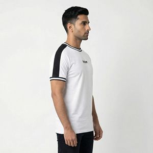 T-shirt à manches courtes col rond en coton/fibre de bambou de haute qualité pour homme 300 g/m² Logo OEM Uni Blanc - Product Image 2