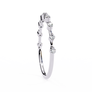 Anillo de boda de diamante cultivado en laboratorio de burbujas flotantes, anillo de declaración de oro, anillo de diamante de oro macizo de 18K, banda minimalista para ella. - Product Image 2