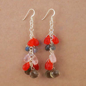"925 Silver Trendy Gemstone Drop Earrings for Women Gift Jewelry" - Product Image 1