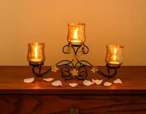 3 Porte-bougie votif en verre noir brillant, brillance moderne, porte-bougie en verre noir brillant, porte-bougie chauffe-plat - Product Image 4