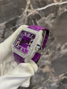 นาฬิกาข้อมือสไตล์ฮิปฮอป รุ่นซูเปอร์บ สแควร์ อนาล็อก กลไก ยูนิเซ็กส์ แบรนด์ ZONGA HOUSE สายหนังสุดหรู ตัวเรือนสแตนเลส ประดับเพชรโมอิสซาไนต์ - Product Image 4