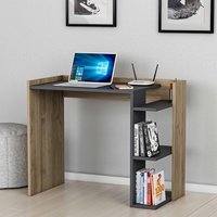 Bureau d'ordinateur extensible moderne en bois grainé avec étagère de rangement pour chambre à coucher et bureau à domicile
