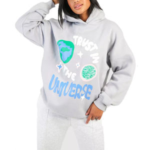 Pull à capuche grande taille pour femmes à épaules tombantes 100% coton éponge français biologique avec impression DTG personnalisée - Product Image 1