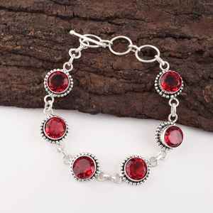 Pulsera de Plata de Ley con Dije de Circonita Rosa, Joyería de Lujo Hecha a Mano para Mujer, Regalo de Aniversario, Compromiso o Boda - Product Image 2