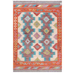 พรมอิมาโกะ ไมมาณา อัฟกานิสถาน คิลิม ขนาด 252 x 176 ซม. ชุดพรมแบบดั้งเดิมของชาวอัฟกัน - Product Image 1
