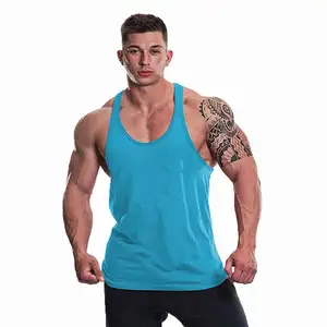En iyi kalite spor kolsuz tişört erkekler için Polyester vücut üreticileri egzersiz kıyafeti yelekler gerilebilir kumaş