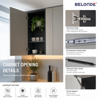 Meubles de cuisine modernes sur mesure, noir mat, solution de rangement modulaire complète pour toute la maison