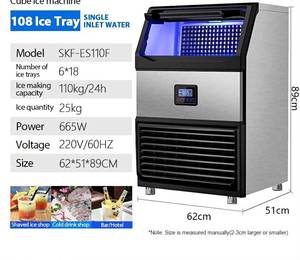 Máquina Comercial para Hacer Hielo en Cubos, 72 kg/24 h, Acero Inoxidable, Capacidad de Almacenamiento de 13 kg, 220 V, 375 W, para Bares y Hoteles - Product Image 1