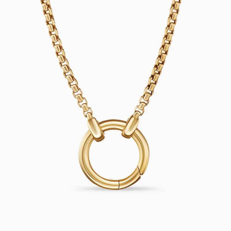 Joyería impermeable Joyería chapada en oro de 18K Collar de cadena de caja de cierre de círculo Rolo de acero inoxidable de alta calidad