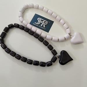 Gorgeous White Resin Handcrafted Chunky Beads Necklace Magnetic Lock Heart <b>Pendant</b> Lightweight Angel Model Fashion Jewelry for - Product Image 4