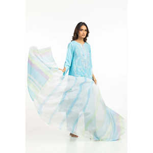 Camisa y Pantalón de Crepé Bordado Cambric IPST-44600 con Mangas Tres Cuartos para Primavera/Verano - Product Image 2