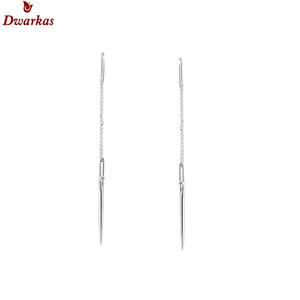 Fine jewelry 925 <b>sterling</b> <b>silver</b> zircon white stone <b>drop</b> chain <b>earring</b> for women wholesale manufacturer exporter - Product Image 2