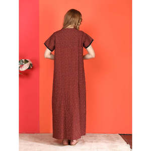 Evolove Camisón Casual de Algodón para Mujer, Estampado, Manga Corta, Largo, con Bolsillos Laterales, Suave, Tejido, con Botones, Talla XS - Product Image 5
