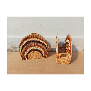 Panier en jacinthe d'eau avec poignées Panier en jacinthe d'eau de stockage pliable Panier tissé durable pour la lessive et la maison - Product Image 6