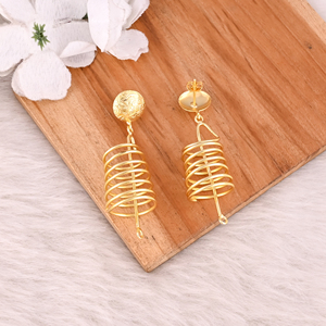 Vente en gros de lot de 25 paires de boucles d'oreilles en laiton plaqué or jaune, faites à la main, avec fil enroulé, style bohème, bijoux à breloques, cadeau pour elle - Product Image 4
