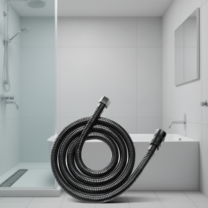 Tuyau de douche 140 cm en acier inoxydable noir, tuyau de raccordement pour salle de bain - Product Image 3