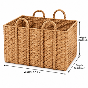Cesta de Almacenamiento Rectangular de Mimbre Ecológica Personalizable con Asas Trenzadas para Organización del Hogar y Decoración, Venta al Por Mayor - Product Image 3