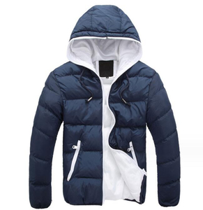 Veste matelassée à la mode pour hommes, bombardier d'hiver confortable en coton polyester matelassé à col montant de différentes couleurs - Product Image 1