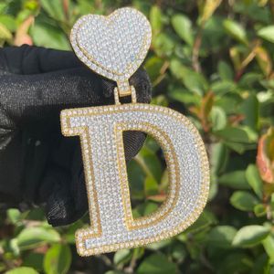 Personalized Alphabet <b>Letter</b> Pendant <b>With</b> Heart Iced Out Custom Name <b>Necklace</b> Lab Grown Diamond Hip Hop Pendant - Product Image 3