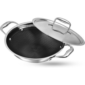 Kadai de luxe en laiton pur pour la friture profonde, ustensiles de cuisine, bienfaits pour la santé, couleur argent, kadai léger, fonctionne avec un couvercle - Product Image 4