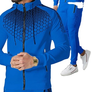 Survêtement deux pièces de style sweat à capuche de haute qualité pour hommes, conception de logo personnalisable, entraînement/fitness confortable, grande taille, solide - Product Image 1