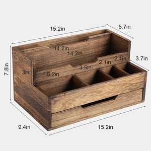Wood <b>Desk</b> Organizer with <b>Drawer</b> Vintage File Organizer for Office Supplies Storage & <b>Desk</b> Accessories Great for Office Desktop - Product Image 6