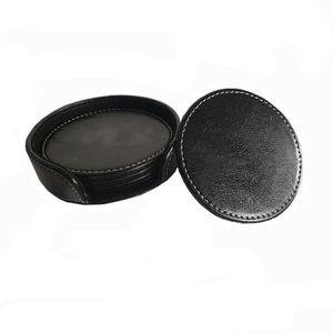 Manteles individuales y posavasos de cuero personalizados para restaurante, posavasos de cuero genuino en relieve, Juego de 4 posavasos de cuero genuino - Product Image 2