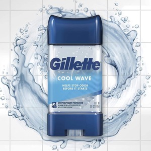 Gillette Déodorant anti-transpirant pour hommes 72 heures Protection contre la sueur Cool Wave Scent 3.8 oz Gel transparent Roll-On Lot de 4 - Product Image 1