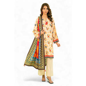 Conjunto de Traje de Lino y Algodón Estampado de 3 Piezas para Mujer con Dupatta WNS-52046 - Product Image 1