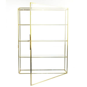 Prix acceptable verre clair cadre en laiton 3 étagères murales stockage bijoux accessoires armoire présentoir Almirah - Product Image 6
