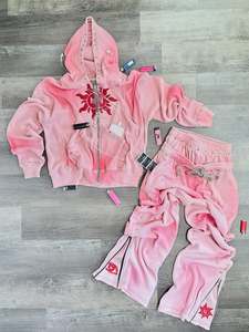 Streetwear Acid Washed Sweat Suits Zipper Hoodies Tracksuit Set Acid Wash Distress <b>Patch</b> Flared Sweatpants and Hoodie Set - Product Image 6