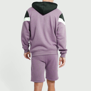 Solid Plus Size Winter Pullover Hoodie & Shorts Set for Men-Casual Sports Activewear - Product Image 2