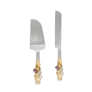 Suministros de decoración de pasteles indios de grado superior, juego de servidor de cuchillo de pastel de acero inoxidable con encaje de diamantes de imitación para mesa de fiesta de boda usada - Product Image 2