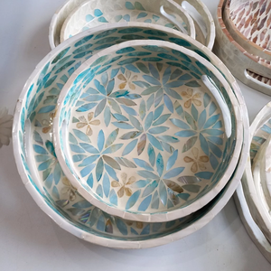 ถาดเปลือกหอยมุกหลากสีขัดเงาทำมือระดับพรีเมียม เป็นมิตรกับสิ่งแวดล้อม ปลอดภัยสำหรับเครื่องล้างจาน เหมาะสำหรับการรับประทานอาหารสุดหรู ของขวัญ และโรงแรม - Product Image 2