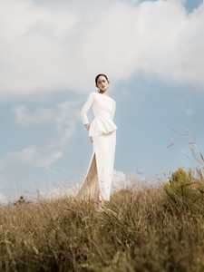 Elfeda peplum เดรสผ้าฝ้ายผสมเจอร์ซีย์เสื้อผ้าผู้หญิงชุดยาวของผู้หญิงพร้อมสายรัดคอเรือทำด้วยมือ - Product Image 2