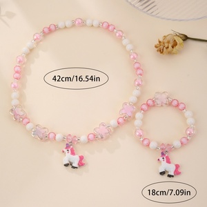 Set di Collana e Braccialetto Colorato con Perline per Bambine, Ciondolo Unicorno Arcobaleno, Gioielli Rosa per Ragazze, Accessori per Feste e Travestimenti - Product Image 6
