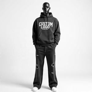 Chándal holgado de algodón lavado con ácido personalizado de alta calidad de fabricante, chándales bordados con estampado desteñido al sol para hombre - Product Image 2