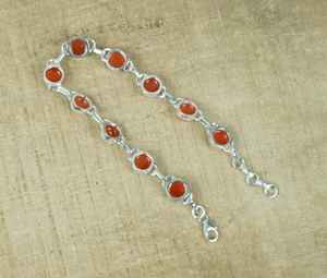 Red Carnelian Sterling Silver Bracelet Adjustable Gemstone Handmade Jewelry Elegant <b>Gift</b> For Women - Product Image 2