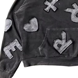 เสื้อฮู้ดผ้าฝ้าย100% สำหรับผู้ชายผู้หญิง3D ปักลายพิมพ์ดิจิตอลลายสีพื้น - Product Image 6